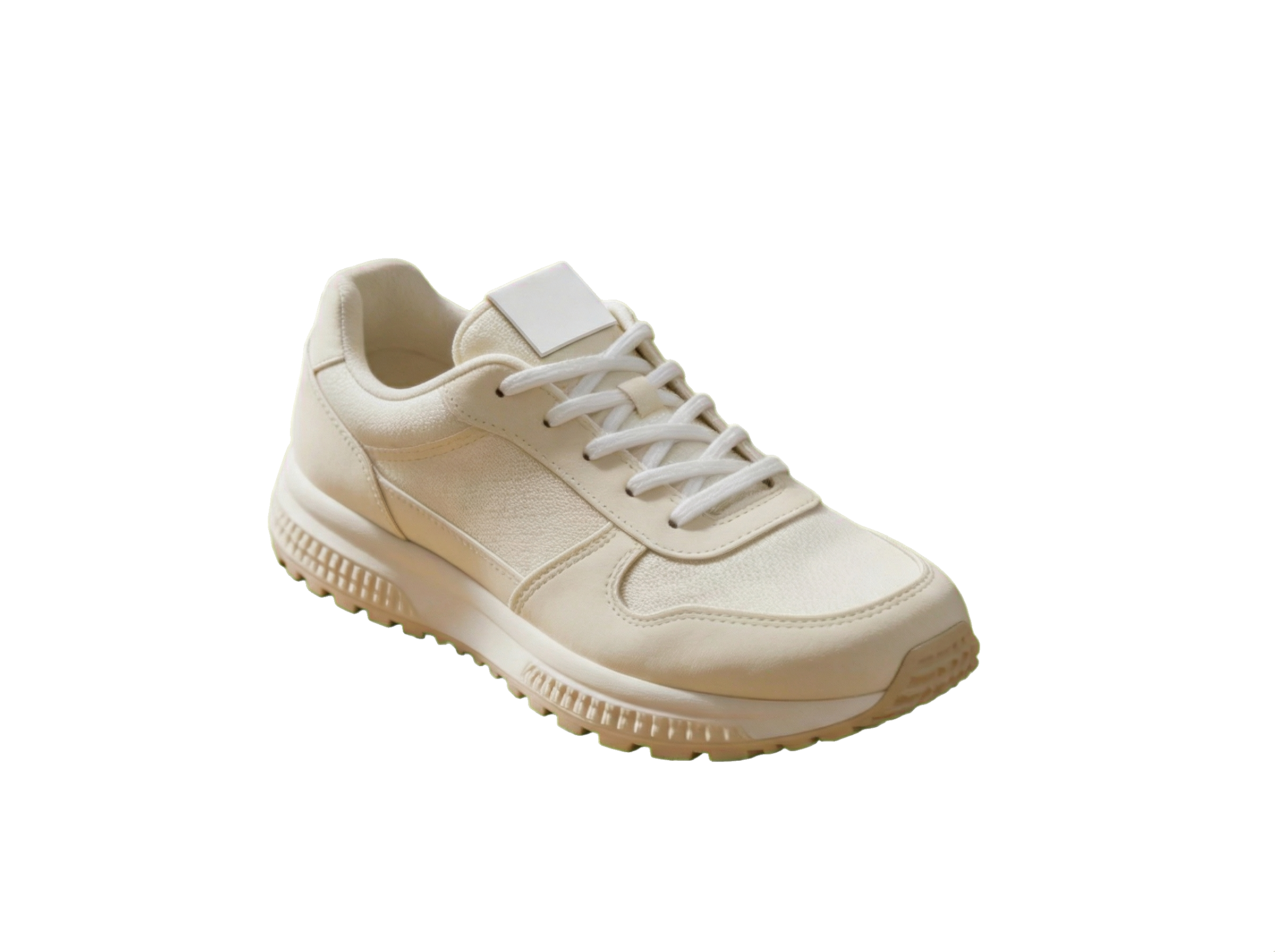 Transparent PNG cutout of the same off-white running shoe with the background fully removed.